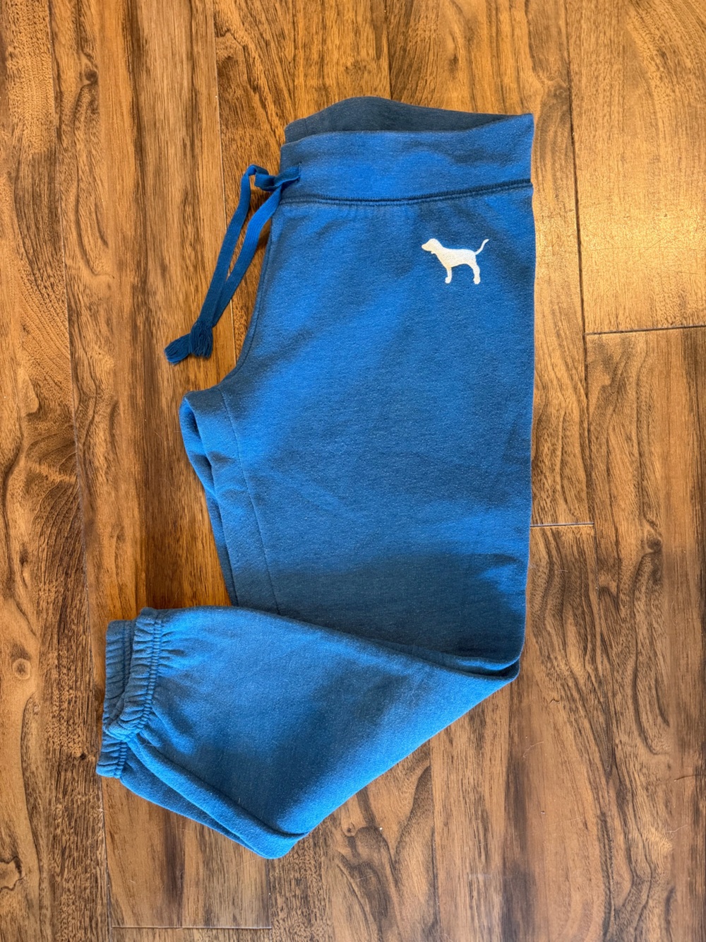 PINK Victoria's Secret Blue Jogger Pants with White Dog Logo
